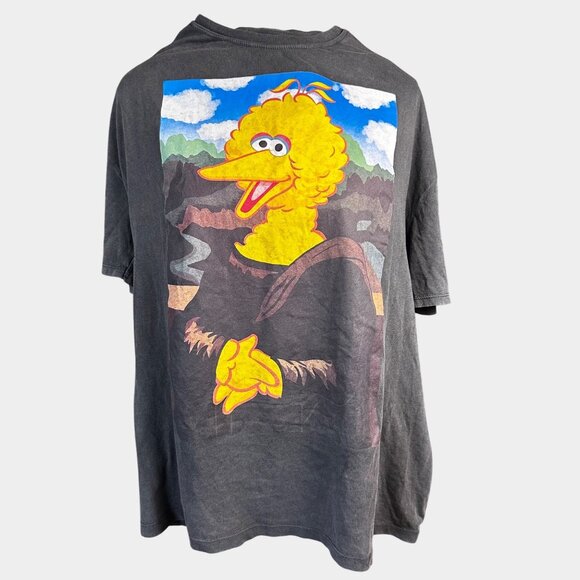 Zara Tops - Zara Womens Distressed T-Shirt Sz S Big Bird Mona Lisa Graphic T-Shirt D.Gray